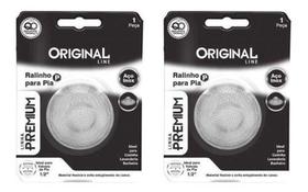 Kit 2 Ralos Inox Borda Pia Válvula Americana 5,2 Cm Pequeno - Original Kit 2 Ralos Inox Borda Pia Válvula Americana 5,2 Cm Pequeno - Original