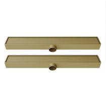 Kit 2 Ralos Linear Banheiro Oculto 7x50 Invisível Sifonado Saída DN 50mm Bege Kit 2 Ralos Linear Banheiro Oculto 7x50 Invisível Sifonado Saída DN 50mm Bege