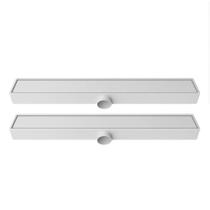 Kit 2 Ralos Linear Banheiro Oculto 7x50 Invisível Sifonado Saída DN 50mm Branco