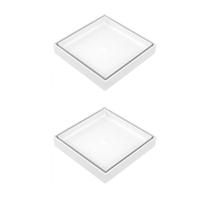 Kit 2 Ralos Oculto Invisível Quadrado 10X10 Cm Branco Seca Piso E Porcelanato