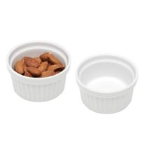 Kit 2 Ramequim Mini Bowl de Porcelana Molheira Clássico Canelado Branco Lyor 155ml