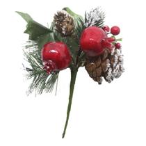 Kit 2 Ramos Romã Decoração De Natal Artificial Com Detalhes Branco 16cm