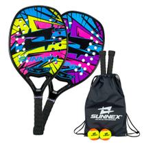 Kit 2 Raquete Beach Tennis + 3 bolas Oficiais