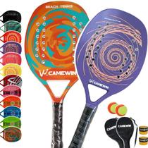 Kit 2 Raquete Beach Tennis Carbono Camewin Praia