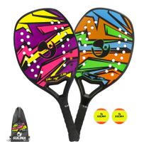 Kit 2 Raquete Beach Tennis Sulina Thunder fibra + mochila e bola