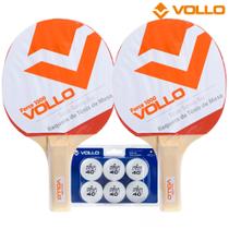 Kit 2 Raquete de Tênis de Mesa Force 1000 Ping Pong + 6 Bolinhas Branca 1 Estrela - Vollo Sports