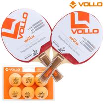 Kit 2 Raquete de Tênis de Mesa Impulse Ping Pong + 6 Bolas Laranja 2 Estrelas - Vollo Sports