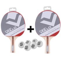 Kit 2 Raquete Ping Pong Energy 1000 + 6 Bolinha 3 Estrelas - Vollo