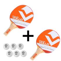 Kit 2 Raquete Ping Pong Vollo Impact 1000 + 6 Bola 2 Estrela