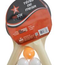 Kit 2 Raquete Tenis De Mesa Ping Pong Lisa 3 Bolinhas Red Star