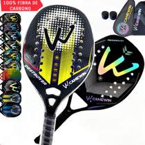 Kit 2 Raquetes Beach Tennis Camewin 100% Fibra De Carbono 3K