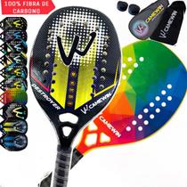 Kit 2 Raquetes Beach Tennis Camewin 100% Fibra De Carbono 3K