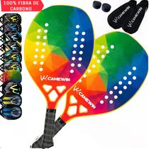 Kit 2 Raquetes Beach Tennis Camewin 100% Fibra De Carbono 3K