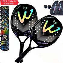 Kit 2 Raquetes Beach Tennis Camewin 100% Fibra De Carbono 3K