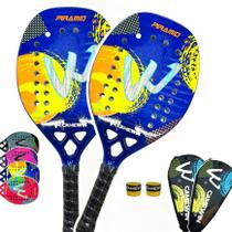 Kit 2 Raquetes Beach Tennis Full Carbon 3K Camewin Top Shark