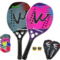 Kit 2 Raquetes Beach Tennis Full Carbon 3K Camewin Top Shark