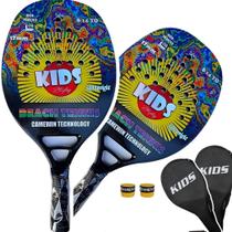 Kit 2 Raquetes Beach Tennis Kids Infantil Criança Leve Fina
