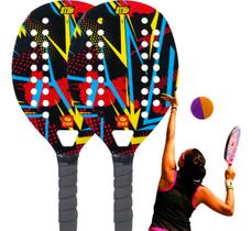 Kit 2 Raquetes De Beach Tennis Com Bolinha Praia Original