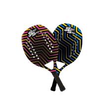 Kit 2 Raquetes de Beach Tennis Sand Spin Aloha Fibra de Carbono Rosa e Azul