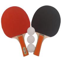 Kit 2 Raquetes de Ping Pong Tênis De Mesa E 3 Bolinhas