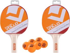 Kit 2 Raquetes de Tênis de Mesa Impact 1000 para Iniciante + 6 Bolinhas Laranja Vollo Kit 2 Raquetes de Tênis de Mesa Impact 1000 para Iniciante + 6 Bolinhas Laranja Vollo