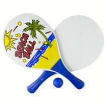 Kit 2 Raquetes Frescobol Beach Tennis Praia Piscina Com Bola