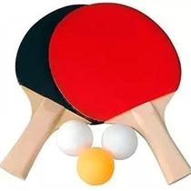 Kit 2 Raquetes Para Ping-Pong E 3 Bolinhas