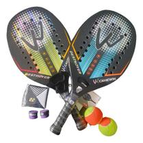 Kit 2 Raquetes Profissional 3k Beach Tennis 100% Carbono