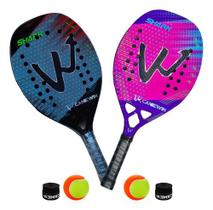 Kit 2 Raquetes Profissional 3k Beach Tennis 100% Carbono