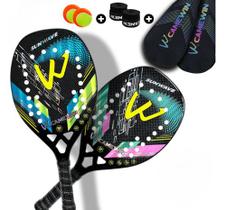 Kit 2 Raquetes Profissional 3k Beach Tennis 100% Carbono
