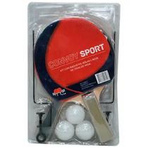 Kit 2 Raquetes Tenis Mesa Ping Pong + 3 Bolas + Rede + Suporte.