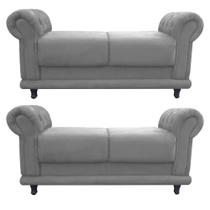 Kit 2 Recamier Barcelona Namoradeira Suede Grafite D'Rossi Kit 2 Recamier Barcelona Namoradeira Suede Grafite D'Rossi