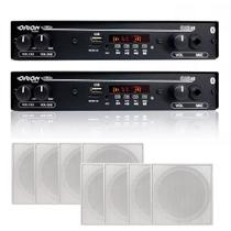 Kit 2 Receiver Slim 1002 + 8 Arandelas Quadradas Brancas Som