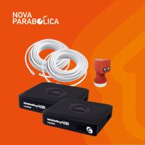 Kit 2 Receptores Century Midiabox SE2 + Lnbf Duplo + Cabo + Conectores Kit 2 Receptores Century Midiabox SE2 + Lnbf Duplo + Cabo + Conectores