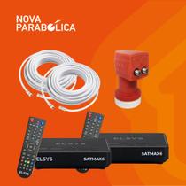 Kit 2 Receptores Elsys Satmax + Lnbf Duplo + 2 Cabo 15 metros + 4 Conectores Kit 2 Receptores Elsys Satmax + Lnbf Duplo + 2 Cabo 15 metros + 4 Conectores