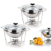 Kit 2 Rechaud 3 Litros Meu Buffet Aco Inox Forma