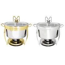 Kit 2 Rechaud Redondo Banho Maria Aço Inox 8 Litros