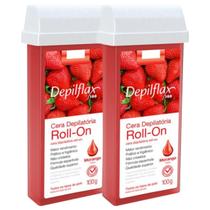 Kit 2 Refil Cera Depilatoria Corporal Profissional Depilação Roll On Depilflax Morango 100g Kit 2 Refil Cera Depilatoria Corporal Profissional Depilação Roll On Depilflax Morango 100g
