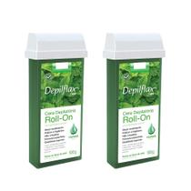 Kit 2 Refil Ceras Depilação Hortelã Refil Roll On Depilatória Depilflax 100g