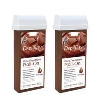 Kit 2 Refil Ceras Depiladora Refil Roll On Depilação Depilflax Chocolate 100g