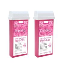 Kit 2 Refil Ceras para Depilação Roll On Quente Rosa Mel Depilatória 100g Depilflax