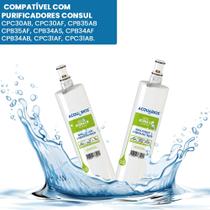 KIt 2 Refil Compatível Com Filtro Purificador de Água Consul Acqua CS CPB34AS, CPB34AF, CPB34AB, CPC31AB, CPC30AB - Acquabios