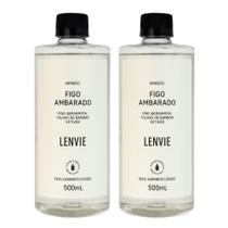 Kit 2 Refil de Sabonete Líquido Figo Ambarado Lenvie Arabesc Frutal 500ml