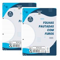 Kit 2 Refil Fichário A4 Pautado 96 Folhas Cada c/ Furos Kit 2 Refil Fichário A4 Pautado 96 Folhas Cada c/ Furos