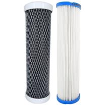 Kit 2 Refil Filtro Plissado Lavável + Carbon Block 10'' 1/2