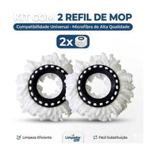 Kit 2 Refil Para Balde Mop Giratório Tamanho Universal 16cm Kit 2 Refil Para Balde Mop Giratório Tamanho Universal 16cm