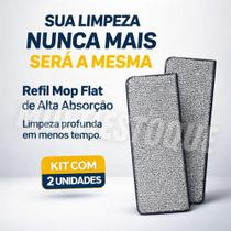Kit 2 Refil para Mop Flat 32x12cm Microfibra Alta Absorção para Limpeza Profunda Clean Tech