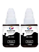Kit 2 Refil Tintas GI190 Preta Compativel para Canon G1100, G1110, G2100, G2110, G3100, G3102, G3110, G3111, G4100, G4110, G4111.