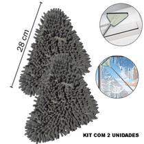 Kit 2 Refis Para Rodo Limpa Vidros Triangular Microfibra Chenille