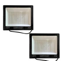 Kit 2 Refletor 200w 6500k Luz Fria Bivolt Casa Slim Teto Fachada Comercial Galpão